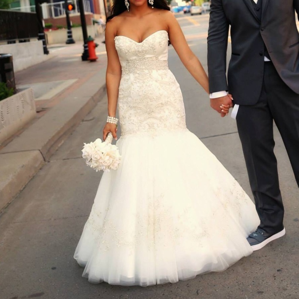 Casablanca 2138 ivory and champagne wedding dress